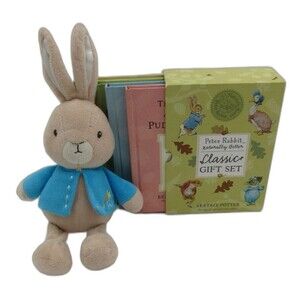 Peter Rabbit Beanbag Plush w/ Book Classic Tales Gift Set Beatrix Potter VGUC